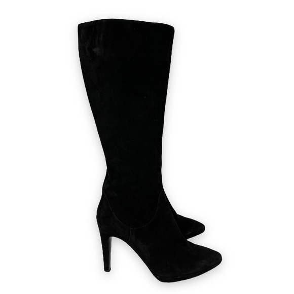 Fratelli Rossetti Boots Women 10 Black Suede Stiletto Mob Wife Maximalist Luxury - Picture 1 of 16